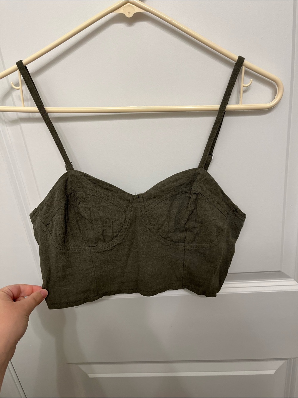 SHEIN Olive Green Cropped Bustier Tank Top